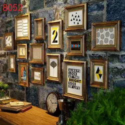 European Style Retro Wooden Photo Frame Set,Combination Picture Frame Home Decor,Classic Hanging Wall Photo Frames Multi