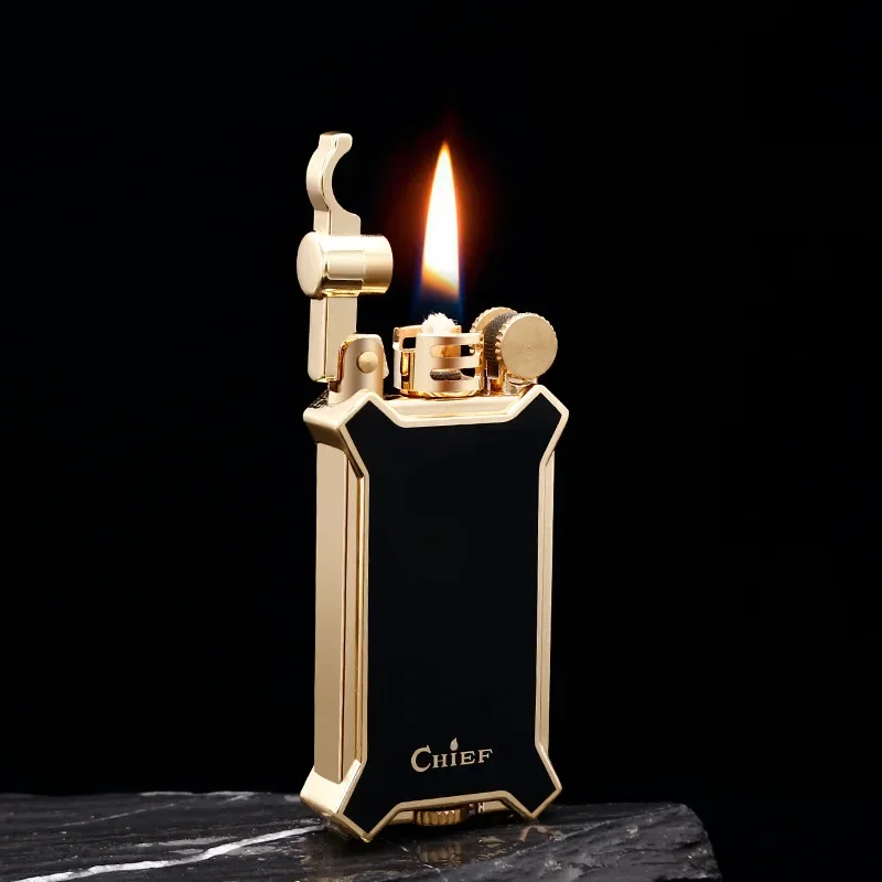 CHIEF-Resin Craft Kerosene Lighter, Open Flame, Old-fashioned, Grinding Wheel, High-End, Men\'s Gift, Smoking, Metal, New