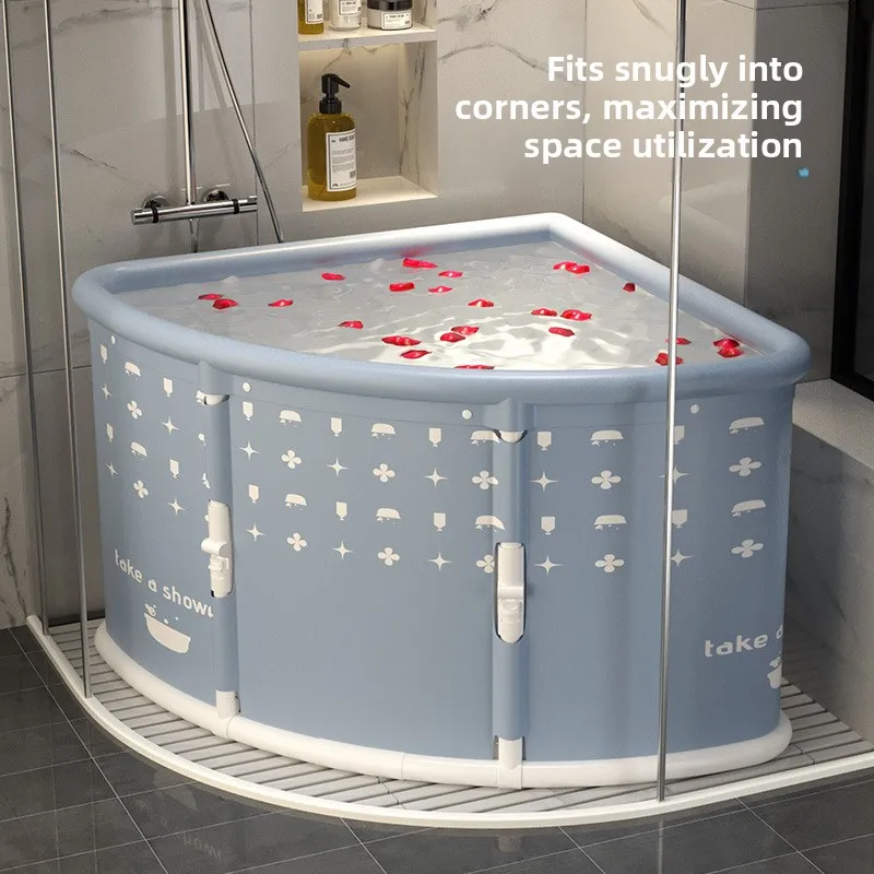 Adult Foldable Fan Shaped Bath Tub Triangular Corner Shower Room Home Use Foldable Bath Tub Baby Bath Tub Portable Bathtub