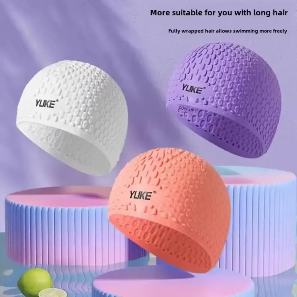 

Swim Accessories PU Silicone Swimming Cap Solid Color Ear Protection Children's Swim Cap Non-Slip Quick-Drying Swimming Hat Pool