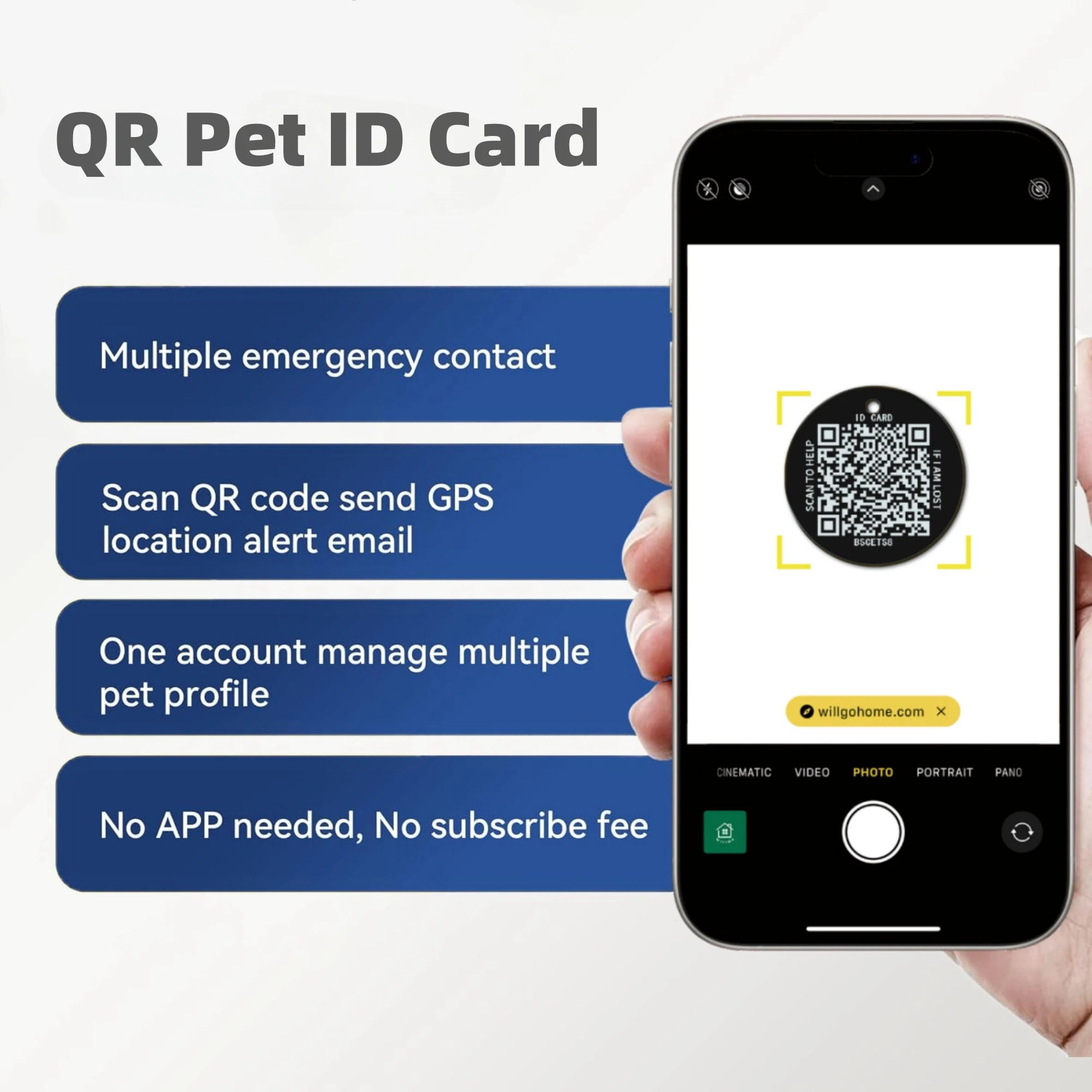 Pet ID Tags Scan QR Code Receive Instant Location Alert Email Smart Dog Tags Stainless Steel No App or Subscription