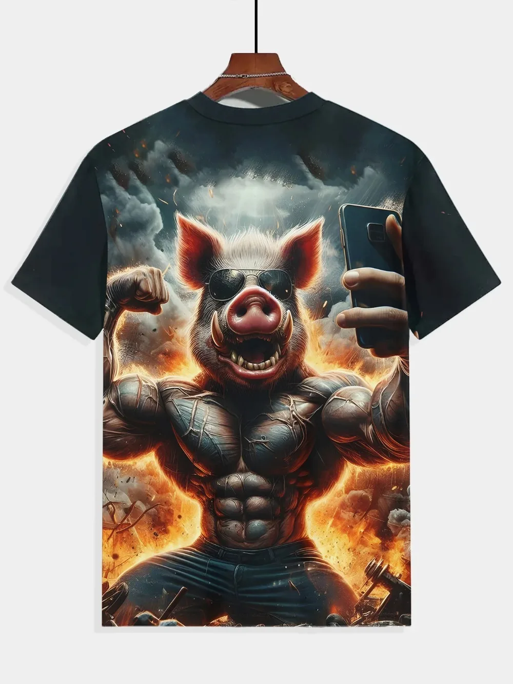 Fun Cartoon AI Pig 3D Print Sport Quickdry Breatha Men Women T-Shirt Outdoor Street Role-Playing Party Parent-Child Short Sleeve