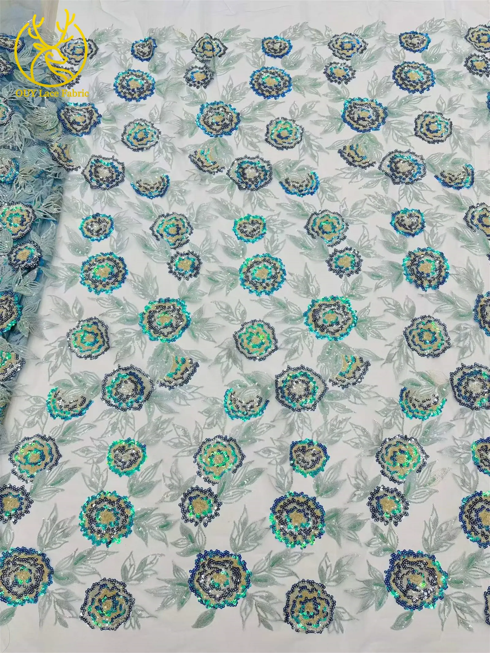Luxuriöser afrikanischer Spitzenstoff 2026, schwarzer nigerianischer Spitzenstoff mit Perlen und Pailletten für Damen, elegantes Partykleid, Nähzubehör, 5 Yards – Detail 14