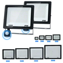 Luz de inundación para exteriores, Sensor de movimiento PIR, 220V, 110V, punto led de 50W, 100W, 150W, 200W, 300W, IP66, impermeable, enfoque LED para exteriores para jardín