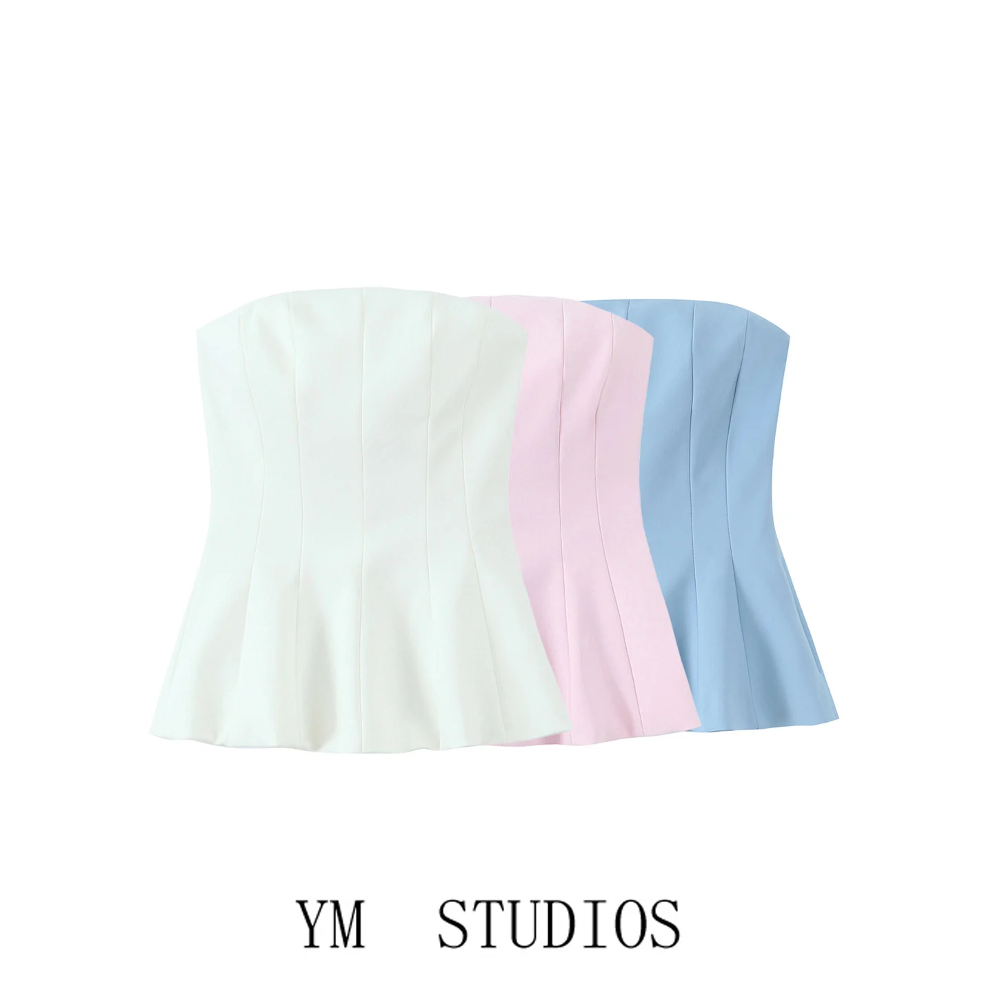 Women's Short Skirt Style Waist Cinched Tube Top Summer Slim Fit Vest Outerwear Zipper Element Commute Style Pure Color