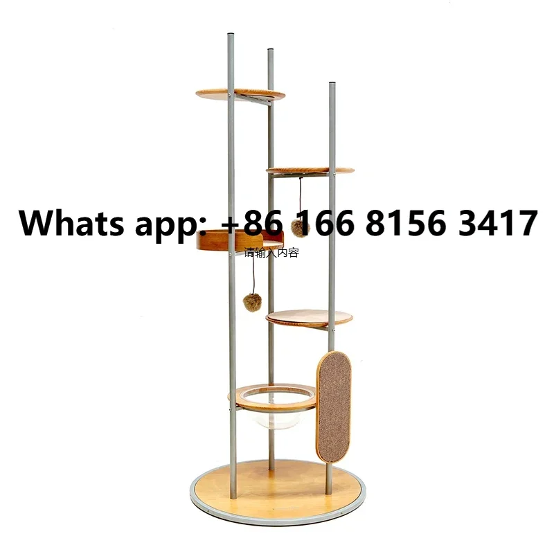 

Minimalist design luxury solid wood metal strong cat climbing tree toy large cat tree