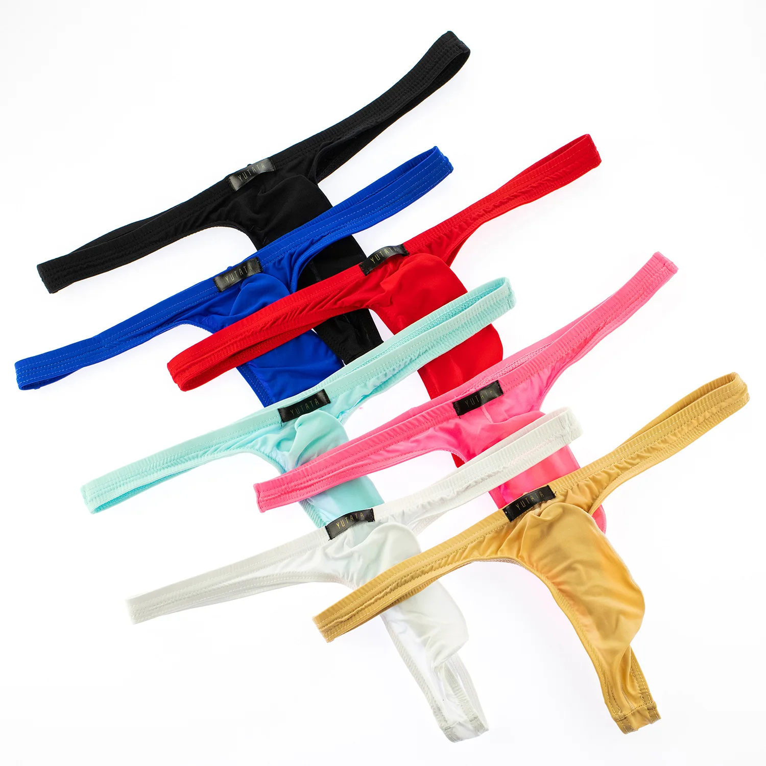 Men Thin Strap Ice Silk G‑String Briefs Low Rise Pouch Design Stretch Comfort Fit Daily Wear Sexy Male Underwear Panties 7 Color