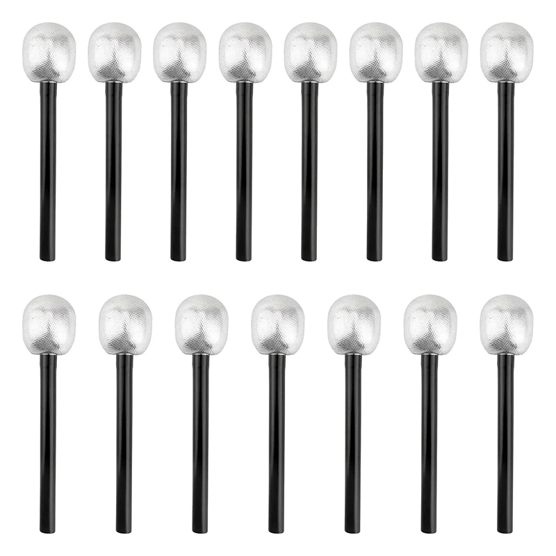 15 Pack Toy Microphone Stage Mic Silver Glitter Microphone For Cosplay Stage Play Rock Star Prop Karaoke Theme Party