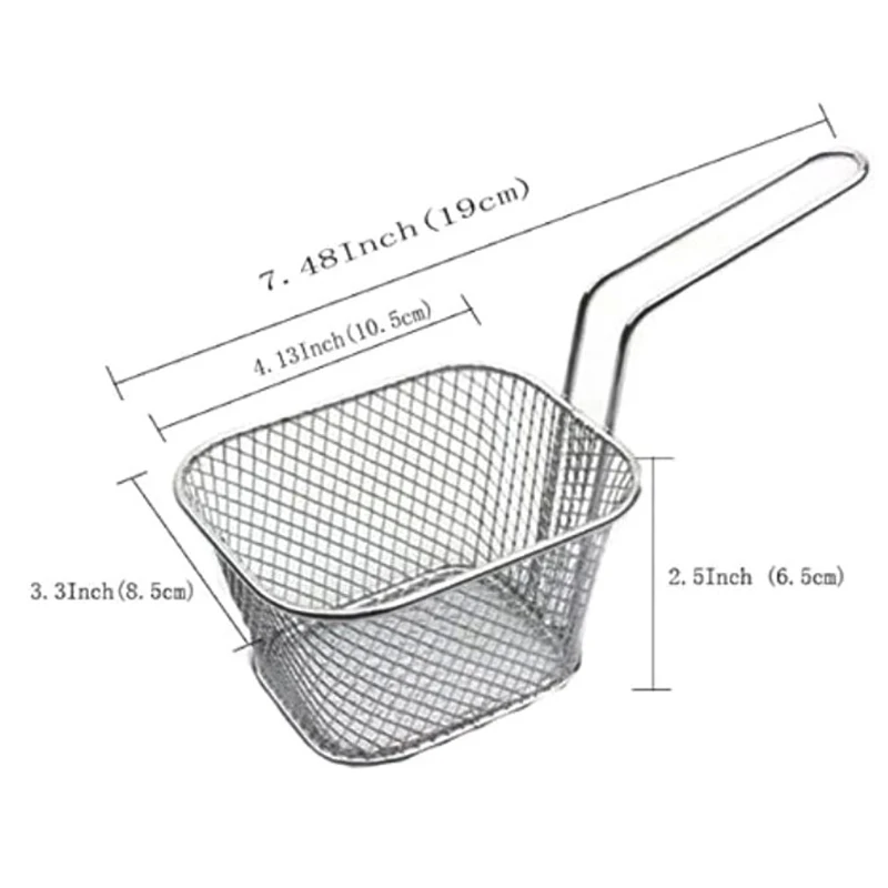 1PC Stainless Steel Frying Basket Multifunctional Mini French Fries Frying Basket Creative Square Oil Separated Frying Basket