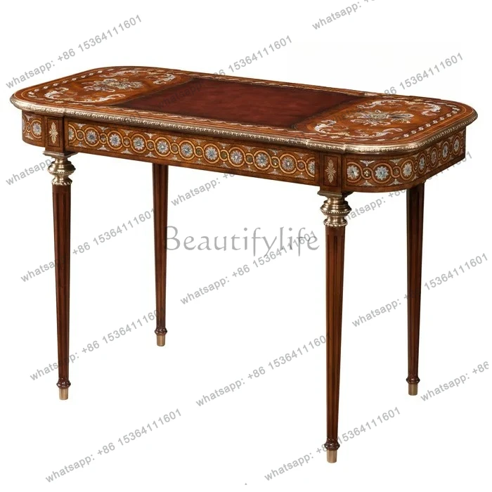 

Nordic mahogany dresser classical European writing desk inlaid shell desk