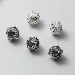 1pc/lot 925 Sterling Silver Fashion Bump Dots Bracelets Beads 7x6mm Handicrafts Bangles Lucky Rope Silver Spacers DIY Jewelry
