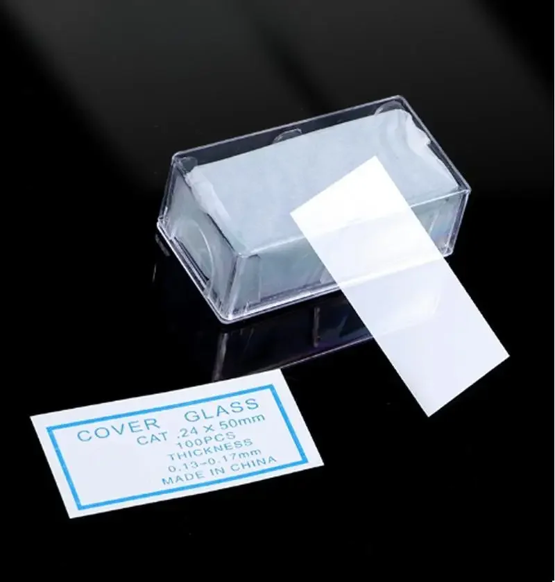 100pcs/box Cover Glass Pre-Cleaned Blank Biology Glass Slide for Basic Biological Science 18*18mm 20*20mm 22*22mm