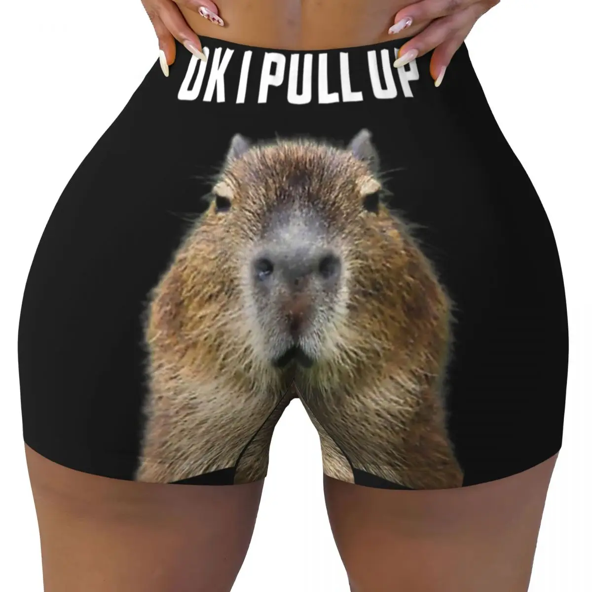 Custom Ok I Pull Up Capybara Volleyball Biker Gym Shorts for Women Athletic Workout Yoga Shorts
