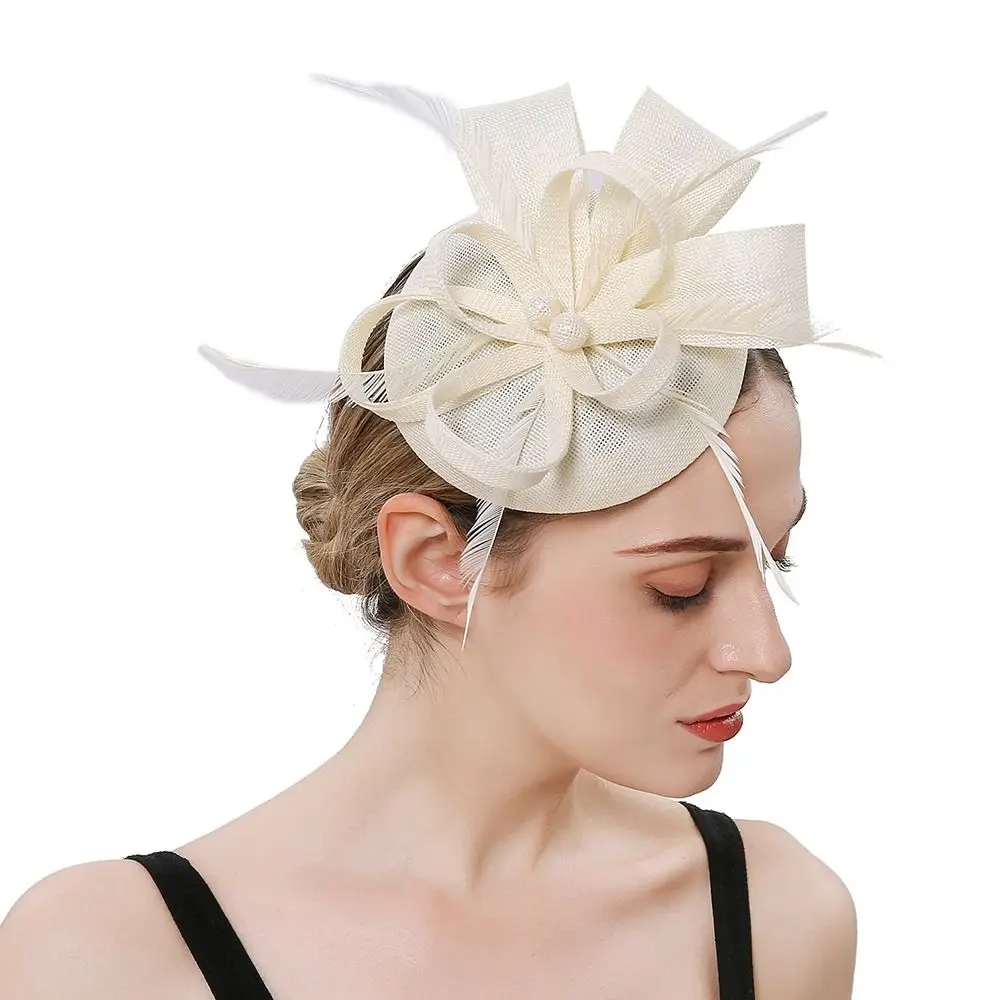 

New Mesh Hair Clip Flower Feather Fascinator Caps Makeup Prom Women