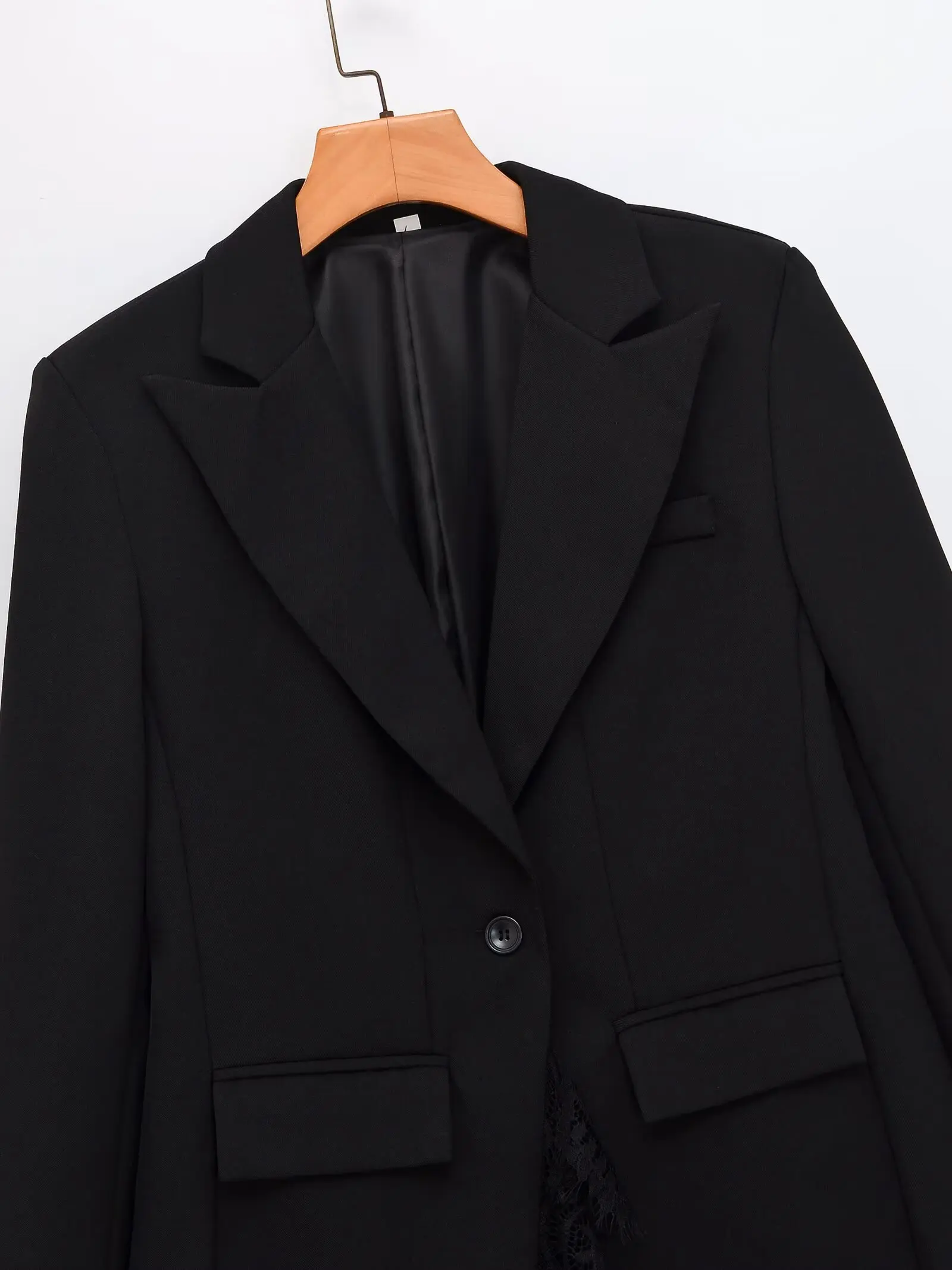 KONDALA Damen-Pendler-Blazer mit Spitzenbesatz, elegant für Dinner, Cocktailparty, schmal geschnitten, 2026 Frühherbst, trendiger High-Street-Blazer – Detail 14