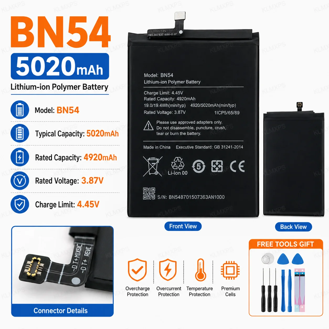 2026 Years BN54 Replacement Battery for Xiaomi Redmi Note 9 5G/Note9/Redmi 9/Redmi 10X 4G Long Lasting Mobile Phone Bateria
