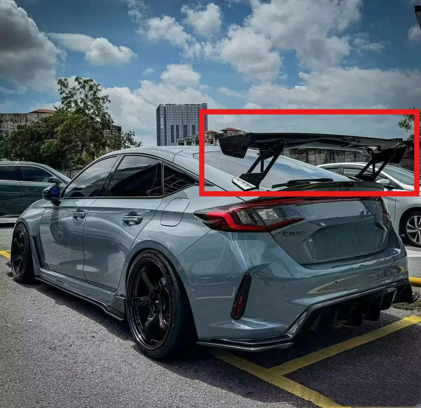 

Lightweight-Rigid FORHonda Civic R-Type FL5 VTX2 Real Carbon Fiber Rear Trunk Separator Spoiler 2022