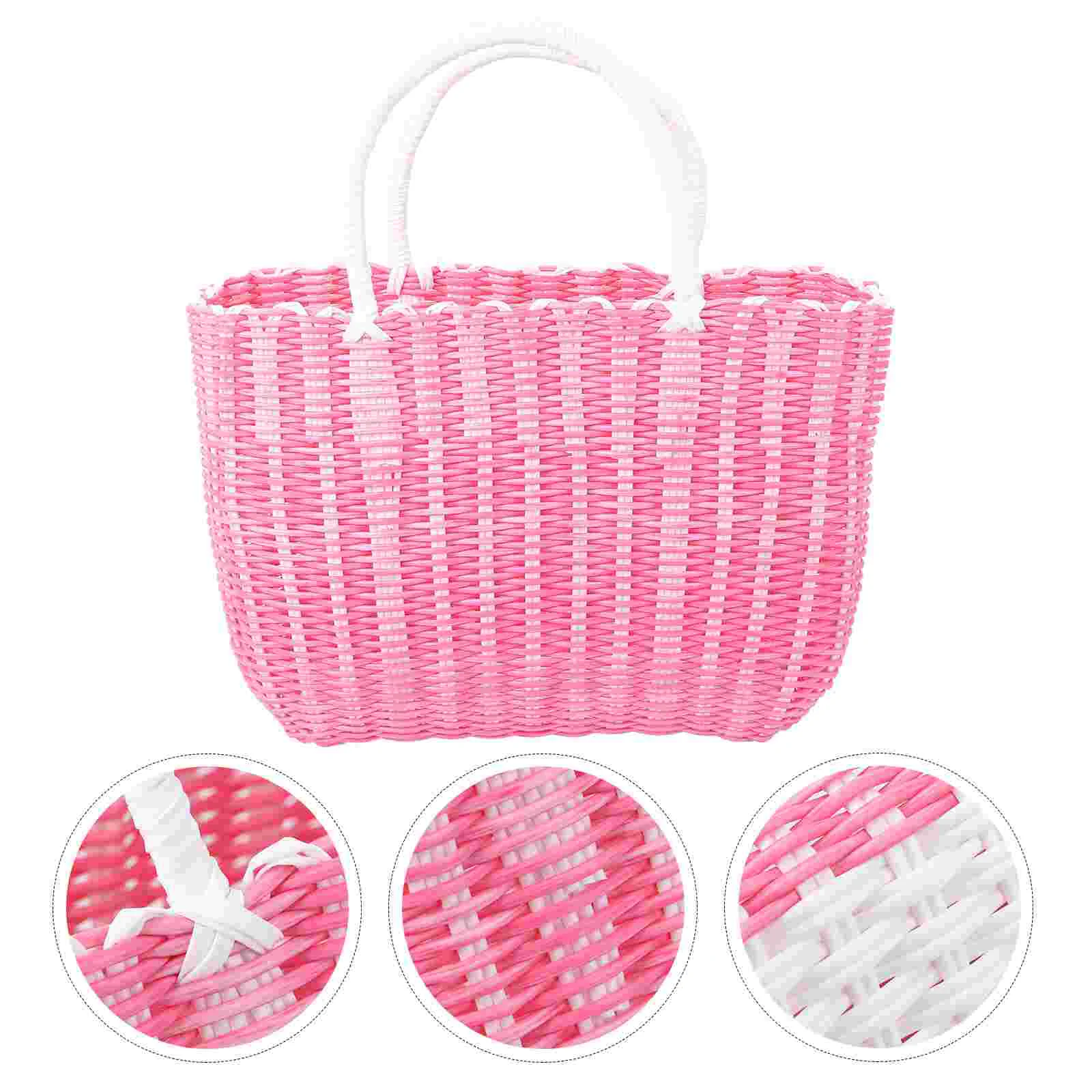 Market Tote Woven Market Basket African Grocery Basket Shopping Basket Straw Beach Tote Bag Wicker Picnic Basket Handle