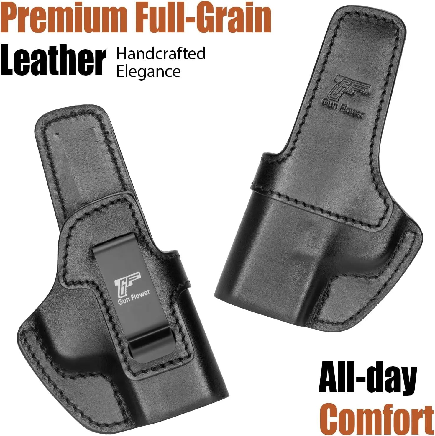 

Кожаная кобура IWB для Springfield Hellcat / Hellcat OSP, совместима с Ruger MAX-9, для скрытого ношения, подходит для ремней шириной 1.5-1.75 дюйма, для правой руки.