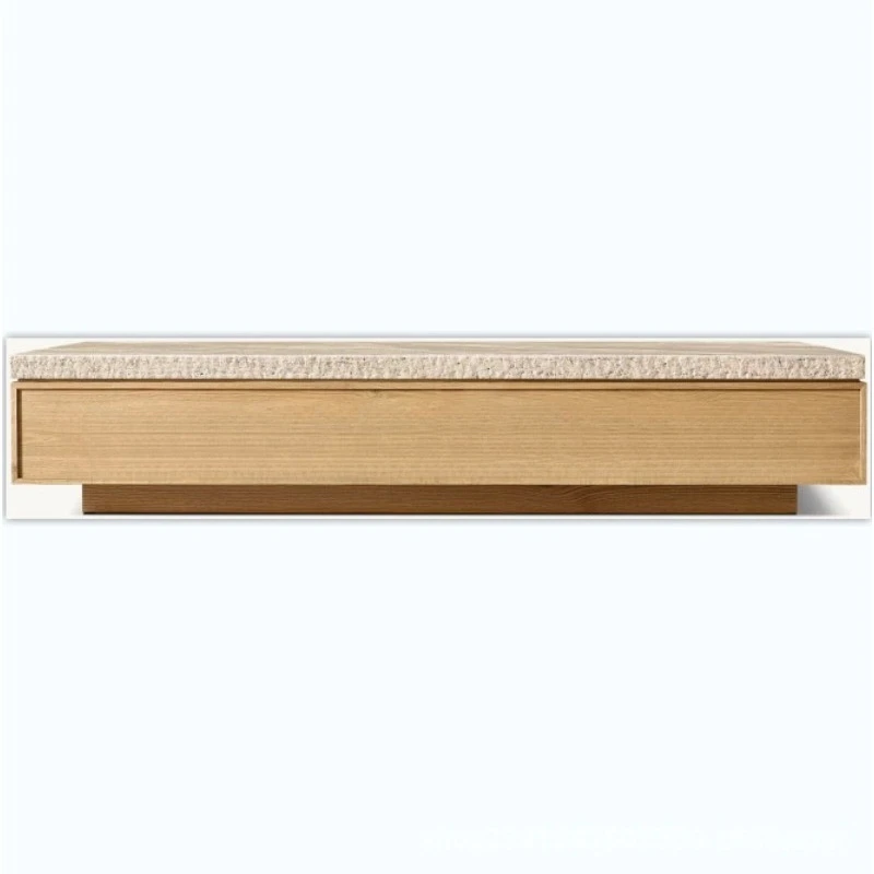 

American solid wood high-end coffee table desktop adopts hole stone design, simple and fashionable