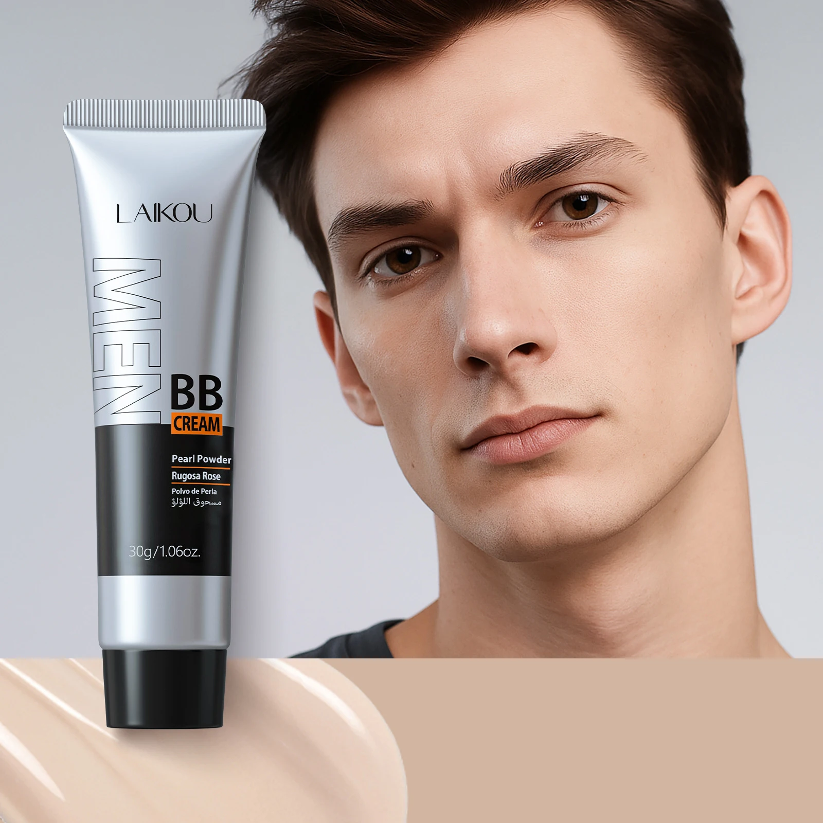 

LAIKOU Men's BB Cream Concealer Foundation Make Up Natural Dark Light Moisturizing Cream Long-Lasting Makeup Cosmetics 30g