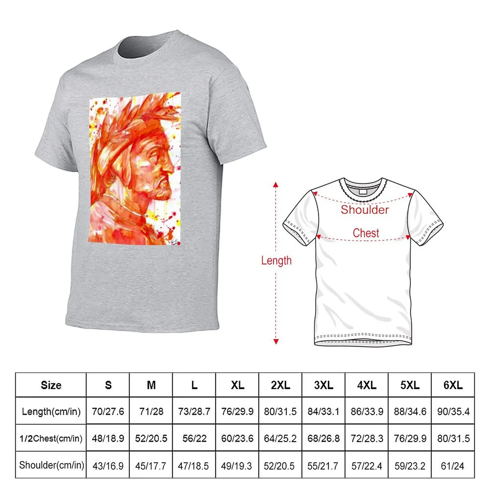 DANTE ALIGHIERI - after RAPHAEL - watercolor portrait T-Shirt sublime quick drying designer t shirt men