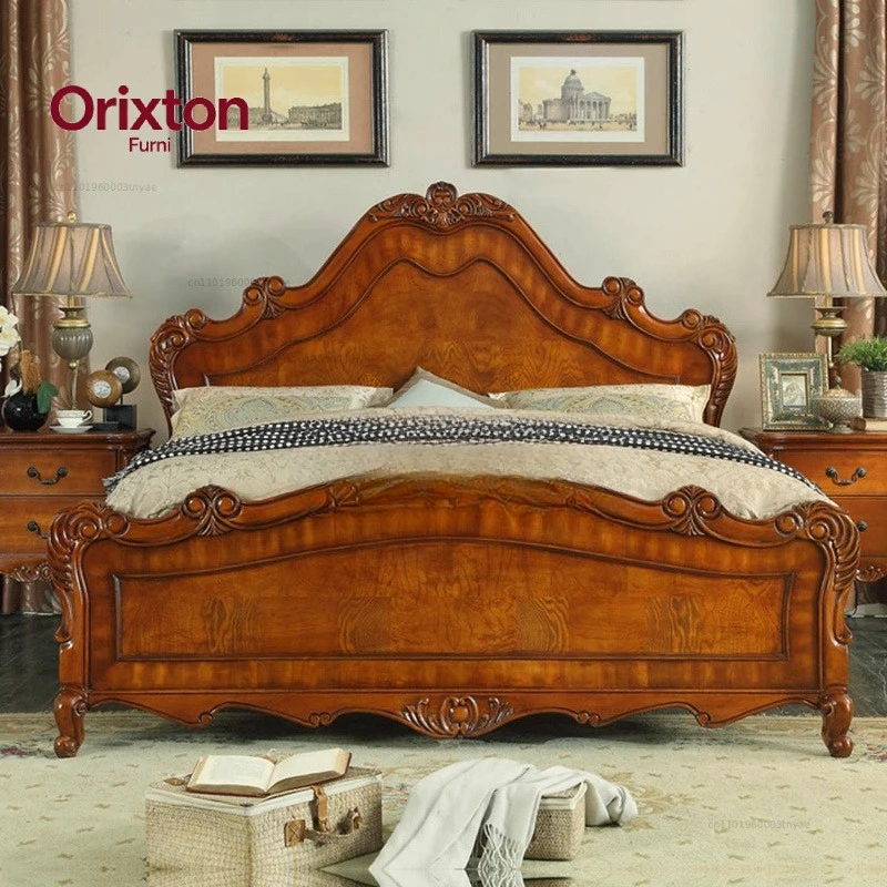 American all solid wood 1.8 meters large bed master bedroom double 1.5 meters bedroom high-end pillar wedding bed