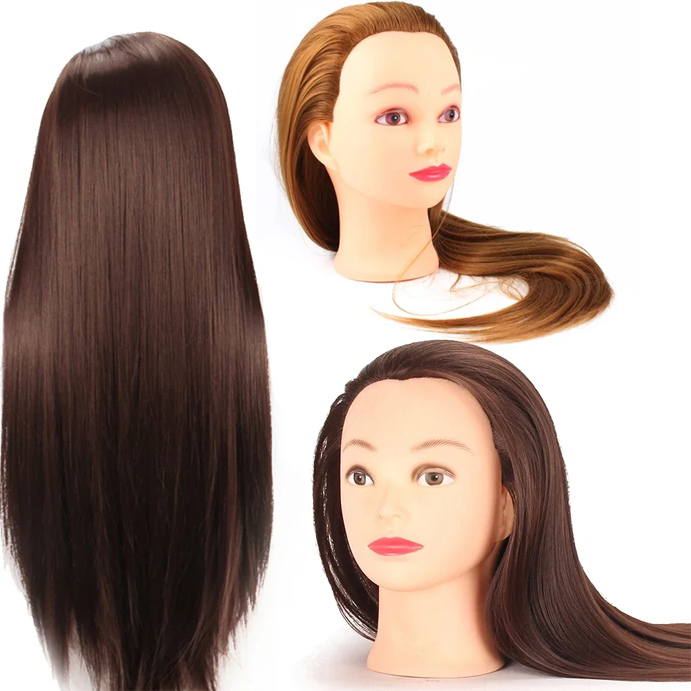 Mannequin Head Model with Long Synthetic Hair Manikin Head Styling Hairdresser Training Head Doll Head for Braiding Practice