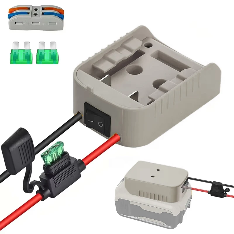 Adapter do akumulatorów litowych Dewalt 18V/20V DIY z włącznikiem/wyłącznikiem i bezpiecznikiem 30Amp do zabawek samochodowych DIY Rc