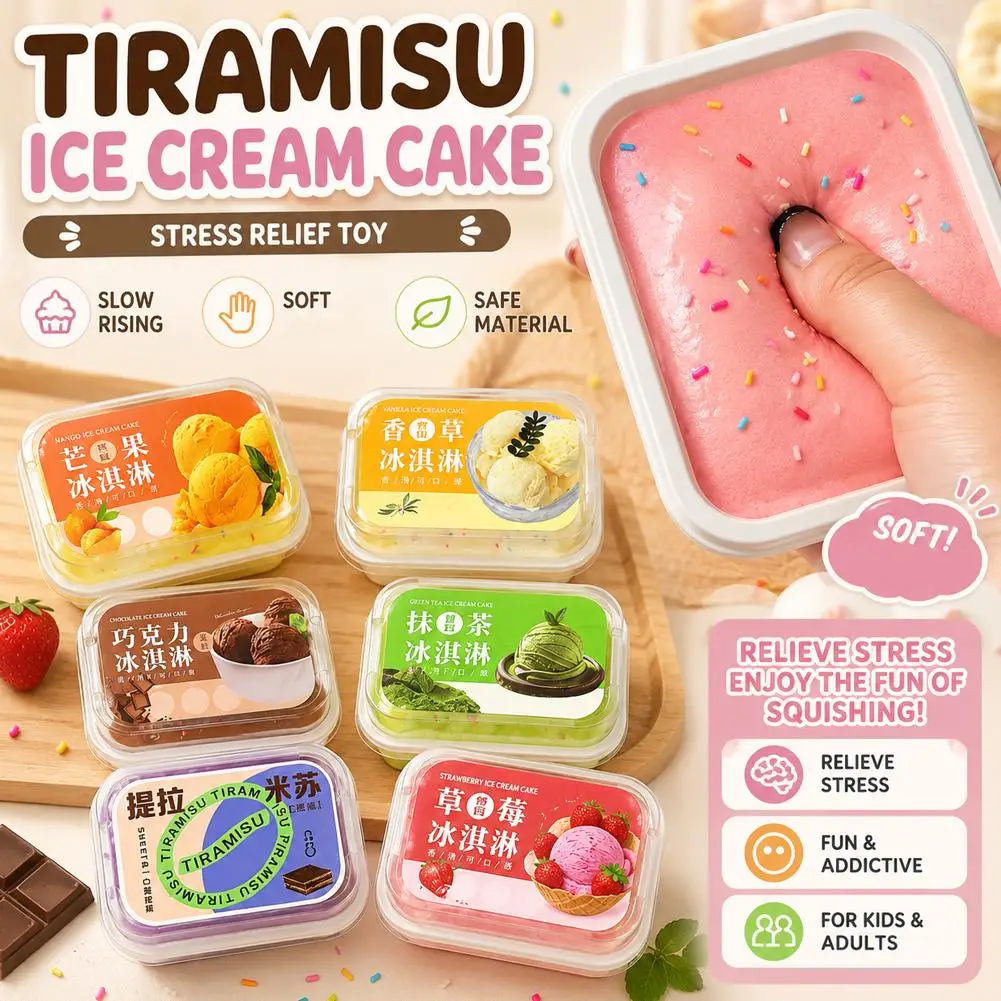 Cake Squishy Toy Slow Rebound Decompression Toy Butter Ice Cream Box Squishy  Anti Stress Release Hand Relax Gift