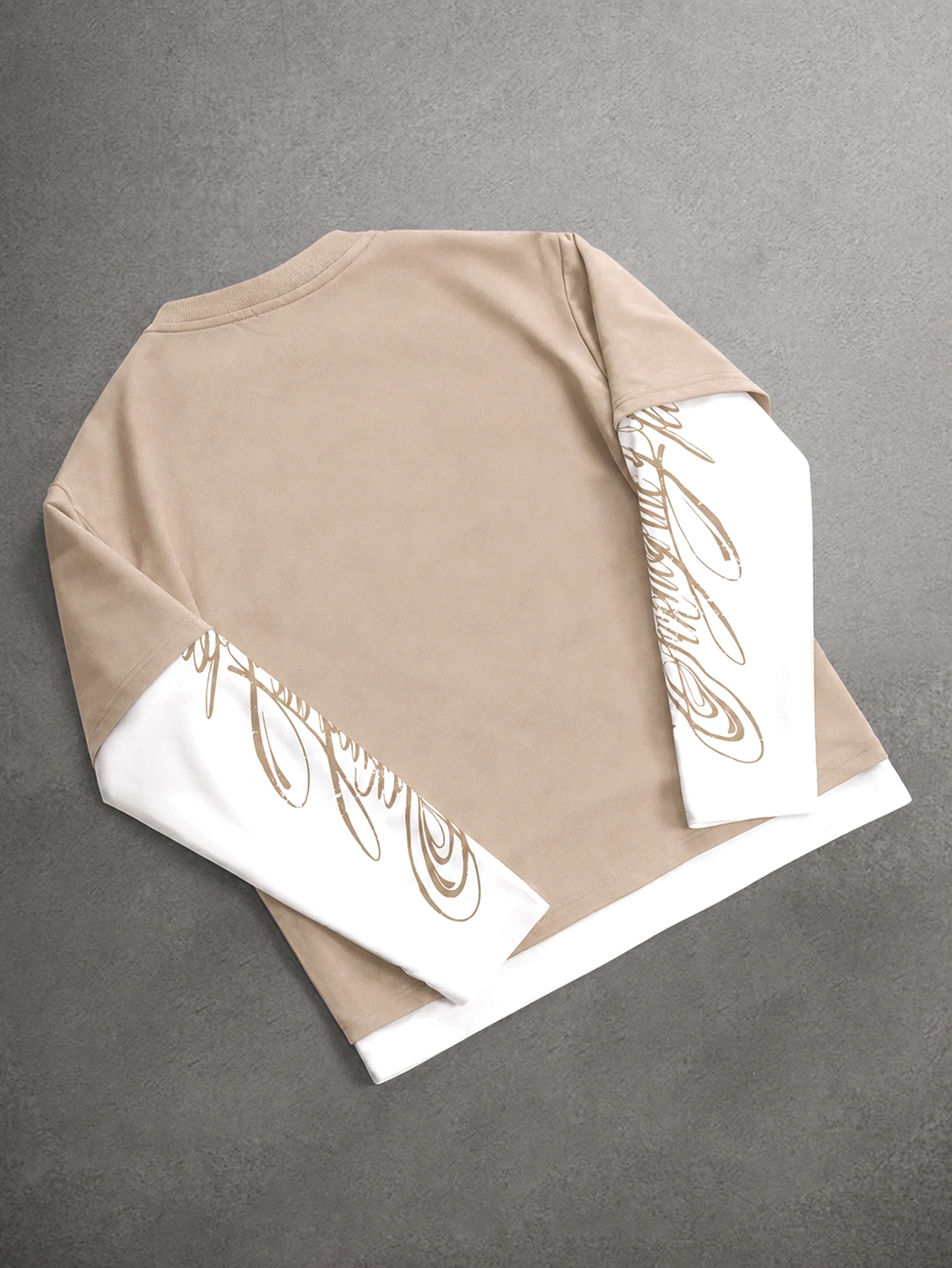 Herren- und Damen-T-Shirt mit Langen Ärmeln, Zweiteiliger Optik, Stern-Logo, Kursivdruck, Mehrlagiger Rundhalsausschnitt, Y2K Hip-Hop Streetwear, Oversized-Top – Detail 14