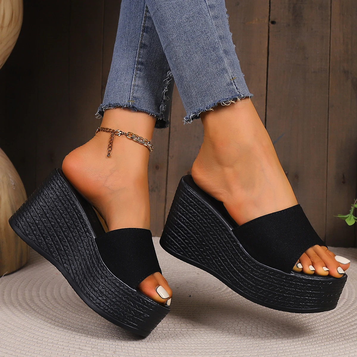 Women Wedges Sandals 2026 New Summer Women Slip on High-heeled Fashion Woman Shoes Comfortable Flower Outdoor Platform Sandals view 4
