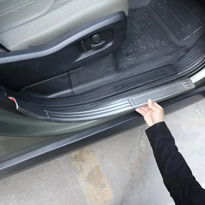 

For Land Rover Defender 90 110 2020-2025 Stainless Steel Silver Car Door Sill Protect Plate Trim Interior Car Accessories