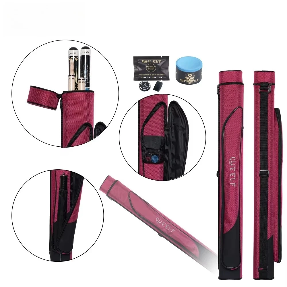 

Fashionable Red 2B2S Pool Cue Case 2x2 Holds 2 Sticks with Shoulder Strap Soft Billiard Cue Sling Bag