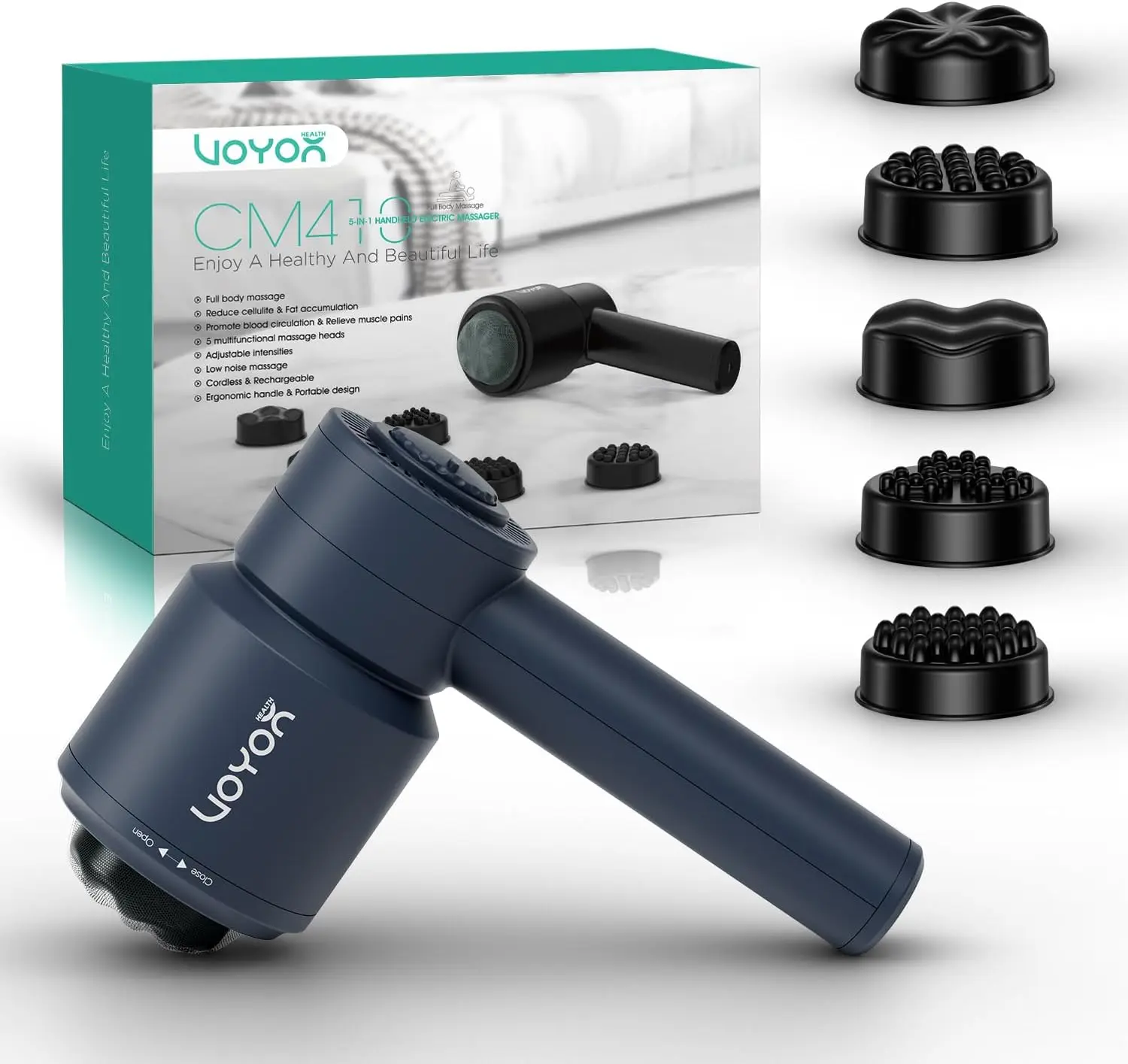 

Электрический массажер от целлюлита с 5-мя головками, беспроводной перезаряжаемый для рук, бедер, икр, моделирования тела