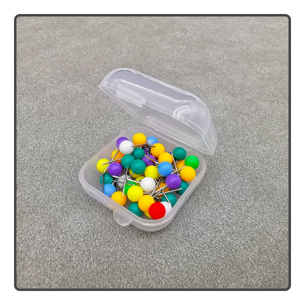 50pcs/Box Boxed Plastic Positioning Ball Needles Auxiliary Fixing Ball Needles Foam Spool Fishing Line Fixing Ball Needle