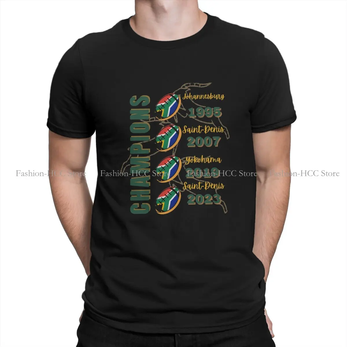 Victorious Champions Fourth Win South Afric Springbok Rugby T Shirt Punk O-Neck TShirt Harajuku Streetwear Polyester