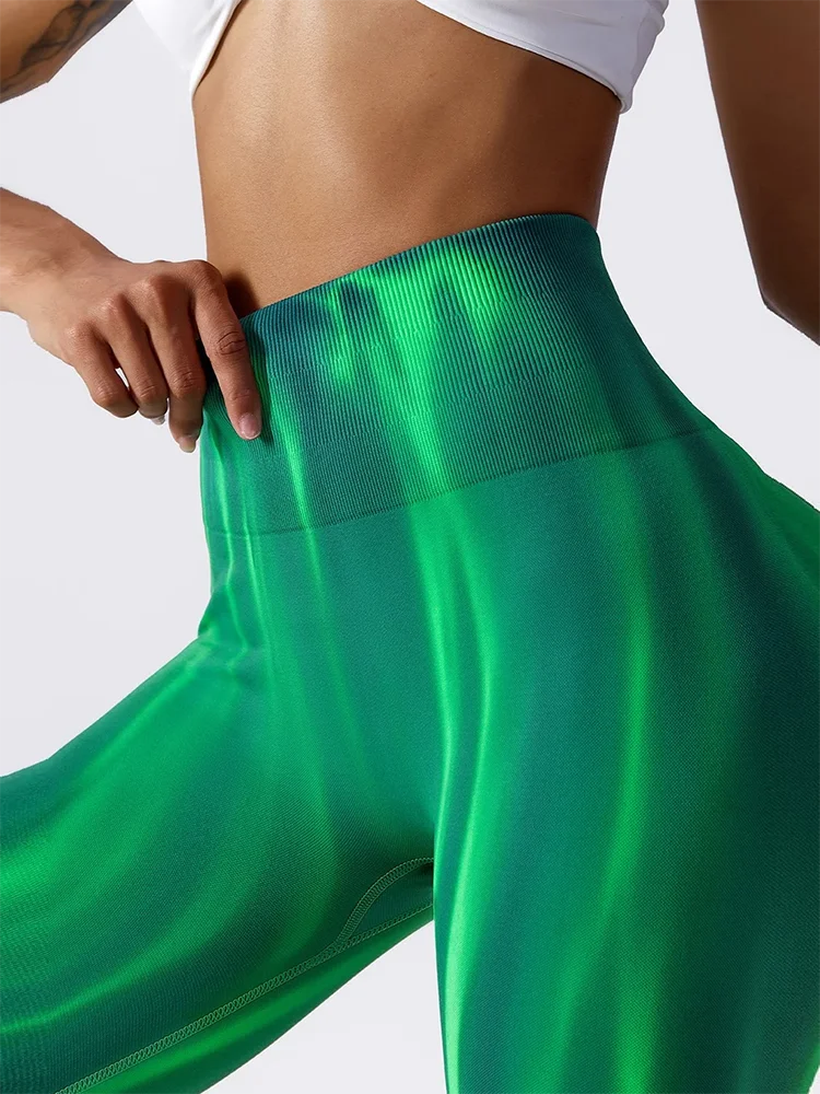 Tie-Dye Aurora bezszwowe spodnie brzoskwiniowe biodra bezszwowe damskie legginsy fitness wysokiej talii oddychające obcisłe spodnie sportowe do jogi