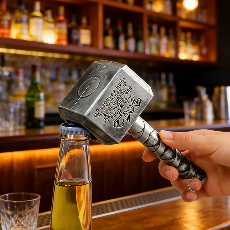 Abridor de Botellas Creativo, Llavero de Regalo para Bar, Abridor de Botellas Tipo Martillo, Abridor de Botellas de Cerveza, Llave para Bebidas, Herramienta de Cocina para Uso Diario y en el Hogar