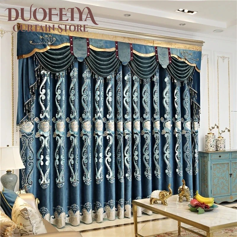 

High-quality Velvet Embroidered Curtains for Living Room Windows Hotel Bedroom Kitchen European Luxury Villa Elegant Decor