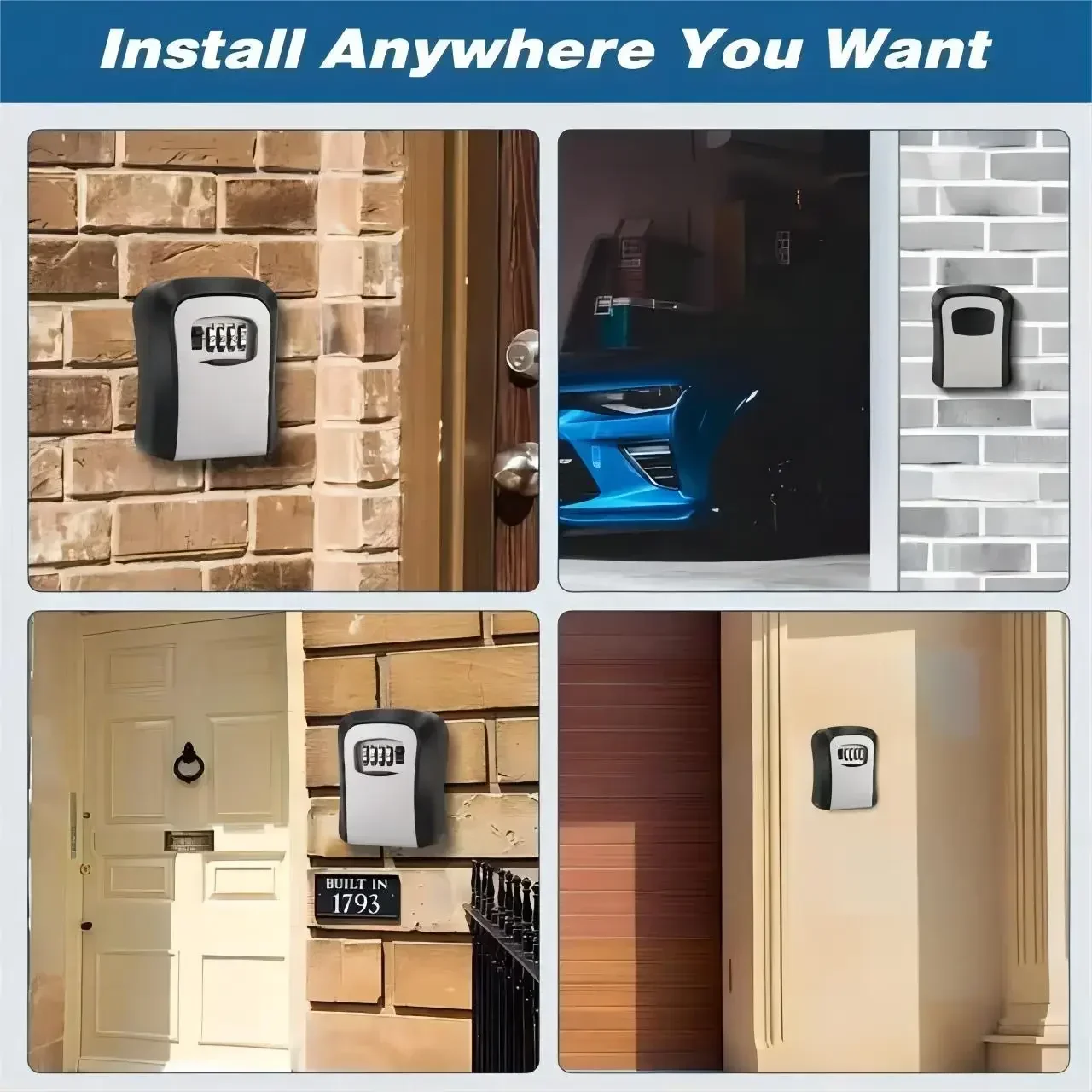 Key Storage Box with Combo Lock - Wall-Mounted, Waterproof, 5-Key Capacity for Home/Office | 4-Digit Password Protection