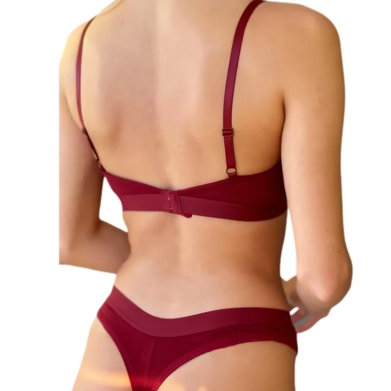 Comfort Cotton Bra Panties Set Women Push-Up Bra Low Waist Thongs Sports Underwear Sexy Lingerie Set Female T-Back Intimates