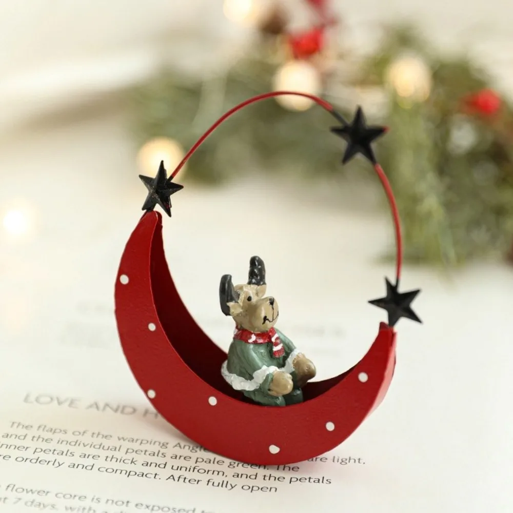 Artistic Moon Boat Hanging Decors Iron Craft Moon Boat Christmas Hanging Decoration Eye Catching Durable Unique Pendant