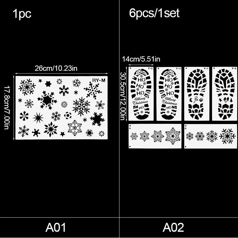 Christmas Footprint Snowflake Stencil Santa Claus Footprint Painting Template Scrapbook Embossing Album Xmas Decoration Supplies