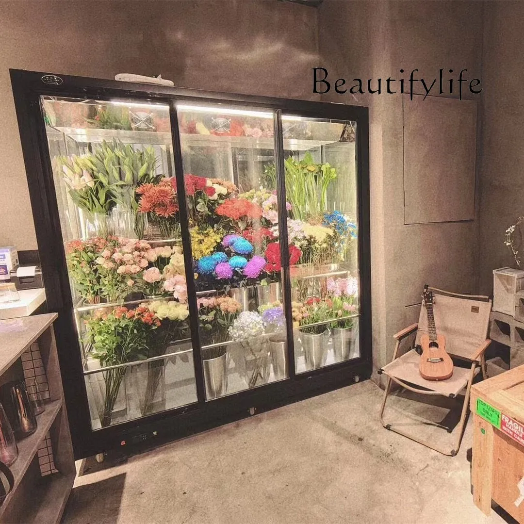 flower fresh-keeping cabinet floral full-screen display refrigerated cabinet fully transparent large-capacity display cabinet