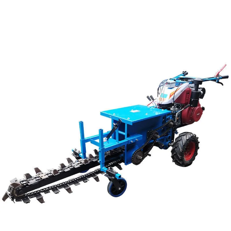Walk Behind Chain Trencher Mini Ditcher Agricultural Trenching Machine for Water Pipeline Laying Farm Use