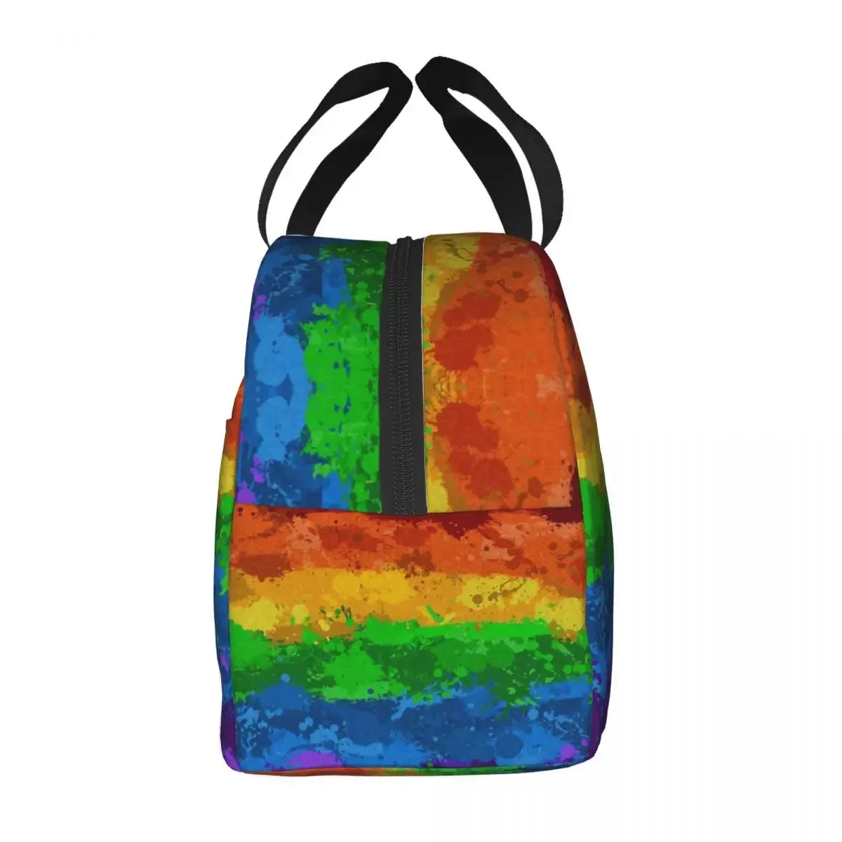 LGBT Rainbow Paint Splatter Flag Portable Lunch Box Multifunction GLBT Gay Lesbian Pride Cooler Thermal Food Insulated Lunch Bag