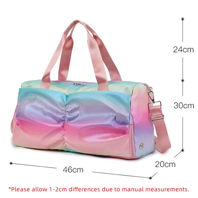 Rainbow Colorful Gym Bag Women\'s Handbags Travel Fitness Sports Girls Duffel Yoga Shoes Shoulder Bag Waterproof Dry Wet Pocket