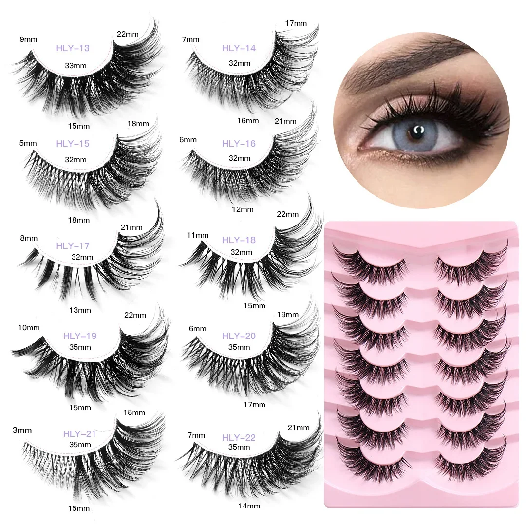 New Transparent Terrier Fox Eye False Eyelashes 7 Pairs of Eye Tail Lengthening Daily Makeup Stage Eyelashes Wholesale