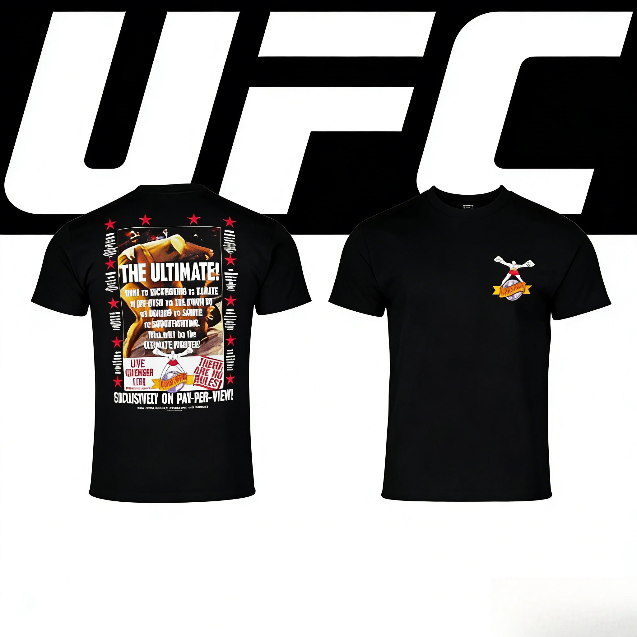 เสื้อยืดที่ระลึกสไตล์ยูเอฟซีเรโทรสีดำ 2026 ฤดูร้อนผ้าฝ้ายแท้ 100% เสื้อยืดพิมพ์ลายเหมาะสำหรับทั้งชายและหญิง